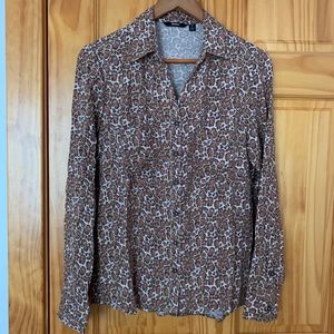 Betabrand girlfriend leopard shirt w/ RGB small